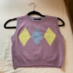 Lavender argyle vest